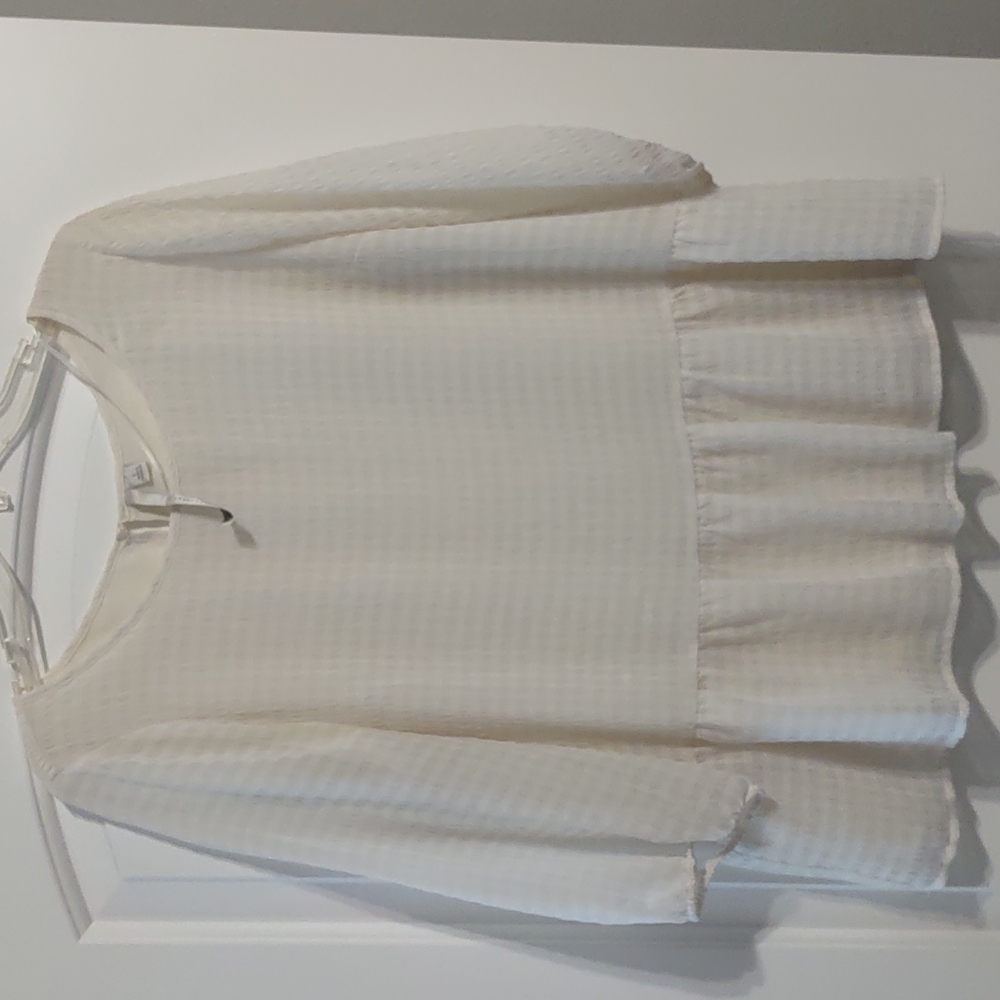 LC Lauren Conrad Cream Sheer Lined Career Blouse L